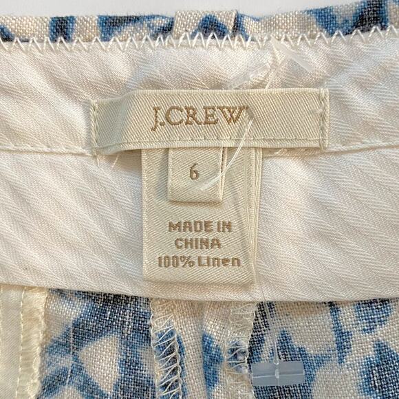 J.Crew Shorts Womens Size 6 Linen Blue/Beige Abstract Mid Rise Breathable 3" Ins - Picture 7 of 10